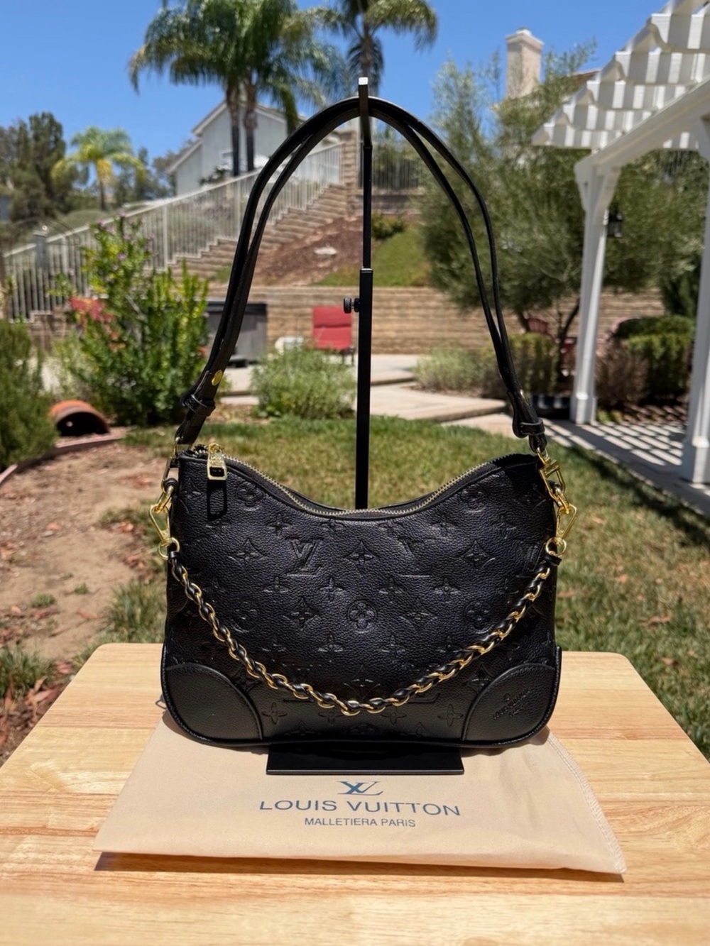 NEW LV inspired Print Boulogne PM Black Embossed Monogram Empreinte Shoulder Bag - Picture 2 of 12